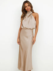 Halter jurk dames elegant, lange avondjurk flowy | Bella Serafina