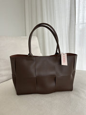 Grote shopper dames tas, geweven handtas, vegan leren tas | Bella Belucci