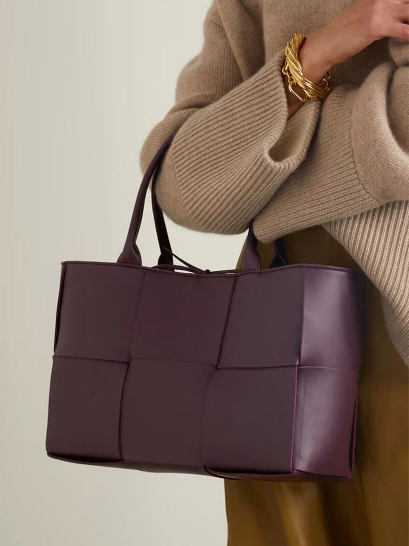 Grote shopper dames tas, geweven handtas, vegan leren tas | Bella Belucci