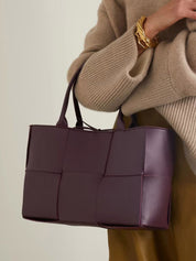 Grote shopper dames tas, geweven handtas, vegan leren tas | Bella Belucci