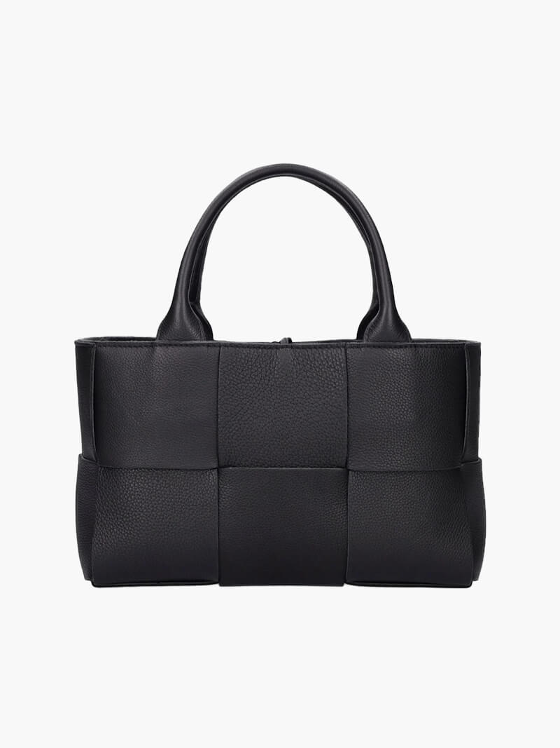Grote shopper dames tas, geweven handtas, vegan leren tas | Bella Belucci