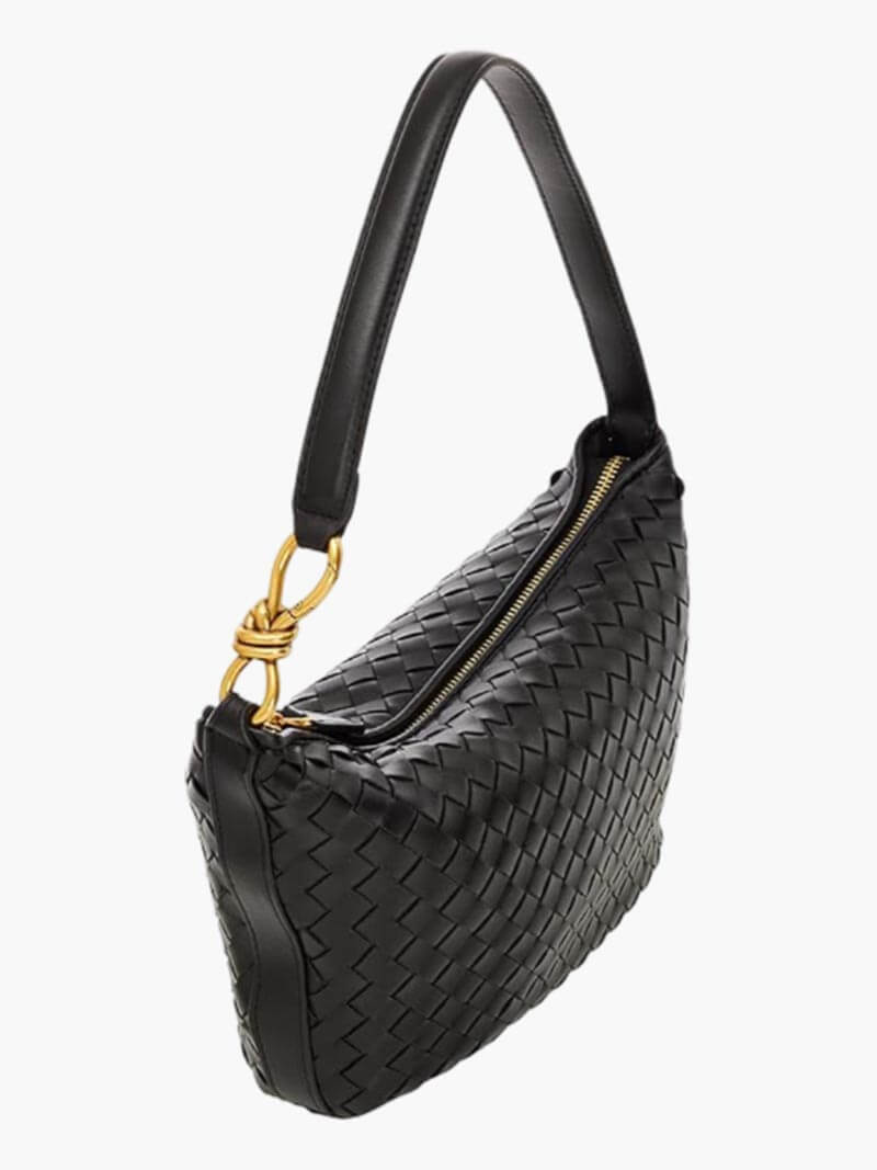 Geweven schoudertas dames, vegan leren handtas trendy | Bella Milano