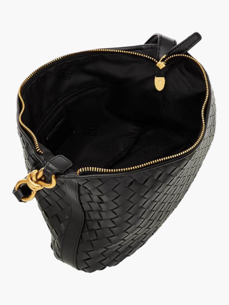 Geweven schoudertas dames, vegan leren handtas trendy | Bella Milano