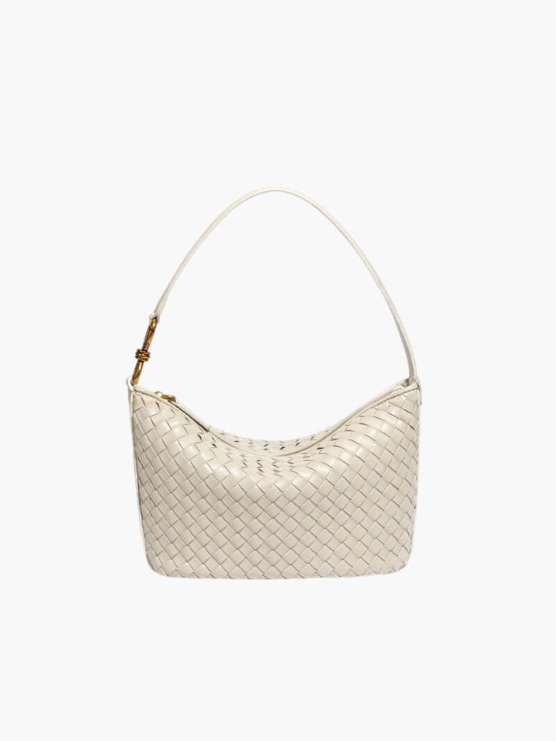 Geweven schoudertas dames, vegan leren handtas trendy | Bella Milano