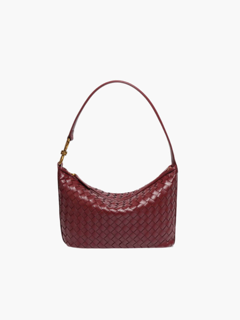 Geweven schoudertas dames, vegan leren handtas trendy | Bella Milano