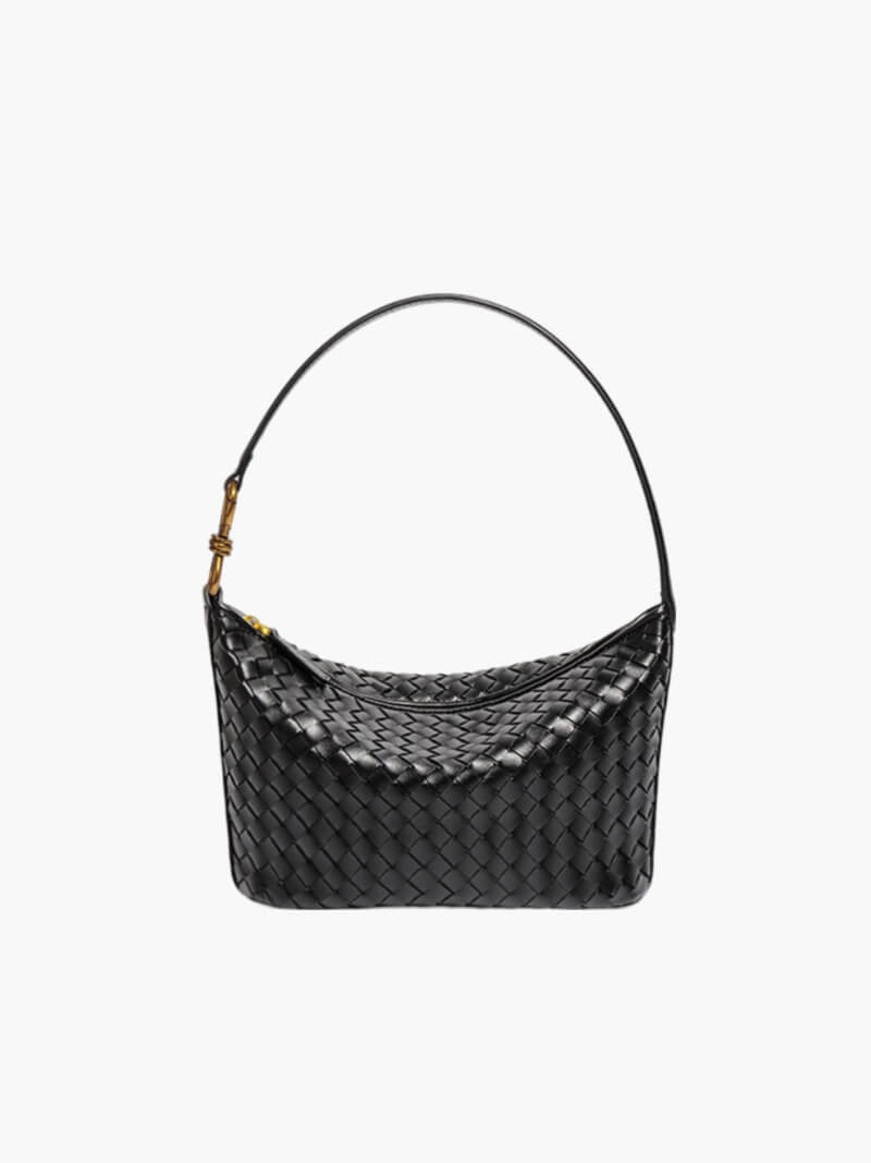 Geweven schoudertas dames, vegan leren handtas trendy | Bella Milano