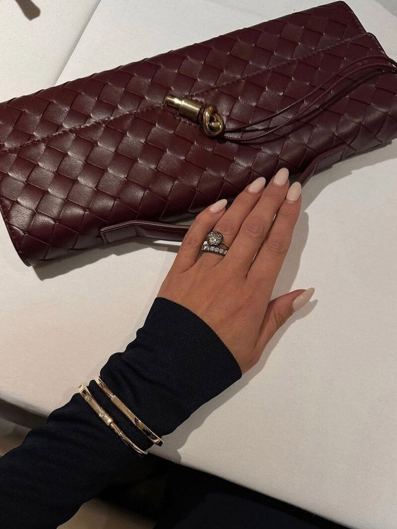 Geweven vegan leren handtas dames, luxe clutch met knoopsluiting | Bella Norvina