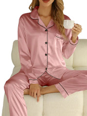 Giulia Dames pyjamaset satijn | Luxe satijnen pyjama met glans | Comfortabele slaapset