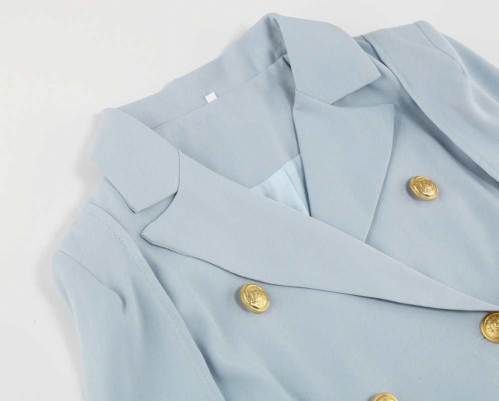 Gianna Blazer mini jurk dames – korte blazerjurk met ceintuur en gouden knopen