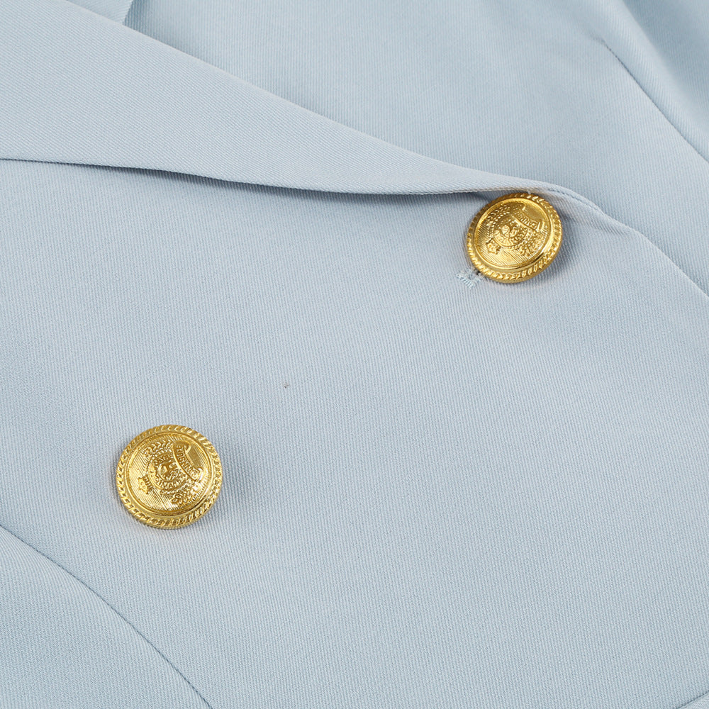 Gianna Blazer mini jurk dames – korte blazerjurk met ceintuur en gouden knopen