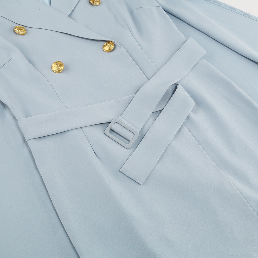 Gianna Blazer mini jurk dames – korte blazerjurk met ceintuur en gouden knopen