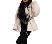 Giulietta dames lamswollen jas – warme fleece jas met rits en hoge kraag