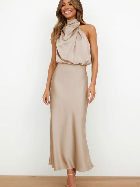 Lunaria Bellucci | Luxe Off-Shoulder Cocktailjurk van Satijn