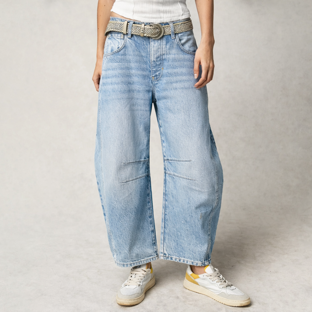 Vera | Comfortabele Wijde Broek Dames - Trendy Ballonbroek, Relaxed en Veelzijdig - Lichtbruin / Zwart / Wit