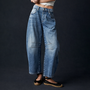 Vera | Comfortabele Wijde Broek Dames - Trendy Ballonbroek, Relaxed en Veelzijdig - Lichtbruin / Zwart / Wit