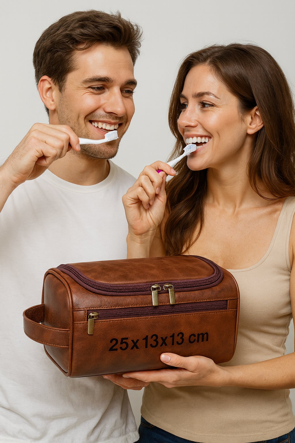 Lorenza | Luxe Leren Toilettas (Reizen, Unisex)