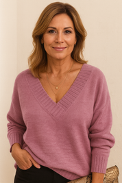 Carlotta Luxe kasjmier dames pullover – zachte V-hals trui voor herfst en winter