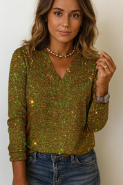 Elena Moretti | Glitter V-hals Blouse
