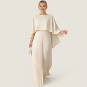 Alessandra Elegante maxi-jurk dames – vloeiende jurk met vleermuismouwen en taille-accent