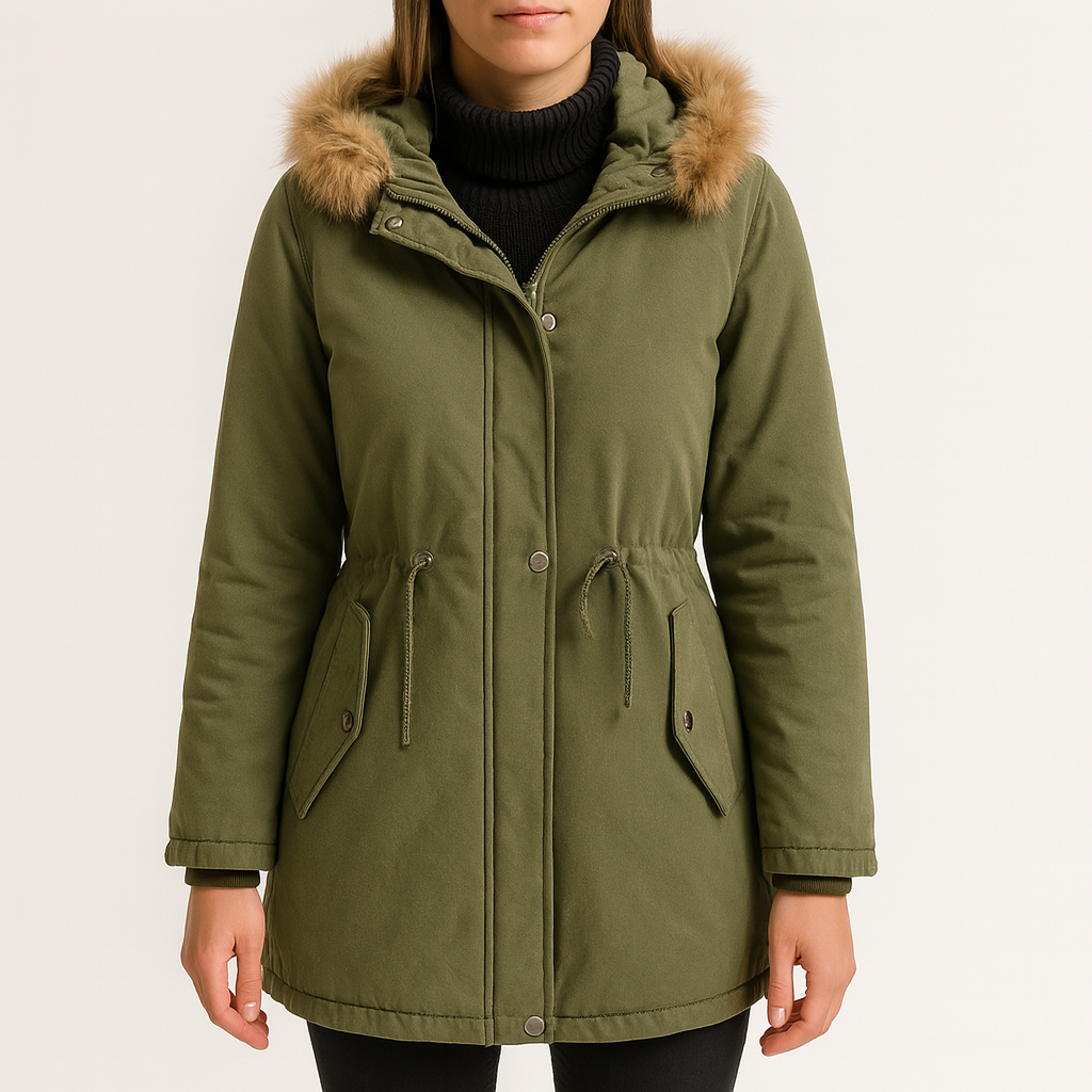 Luciana Gewatteerde dames winterjas – warm jack met capuchon en synthetisch bont