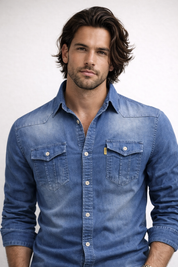 Morelli Lareaux | Stretch Denim Luxe Overhemd voor Heren