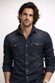 Morelli Lareaux | Stretch Denim Luxe Overhemd voor Heren