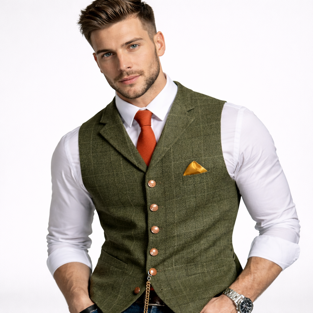 Lorenzo Dubois | Heren Gilet met Subtiel Ruitpatroon