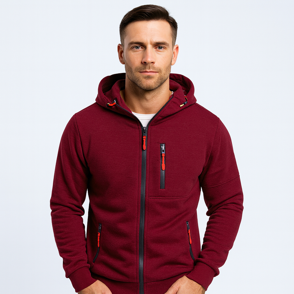 Lorenzo Valenti hoodie | Wollen Heren Hoodie Vest Met Rits