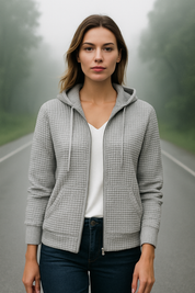 Mila Hoodie | Casual Hoodie met Rits en Wafelstructuur