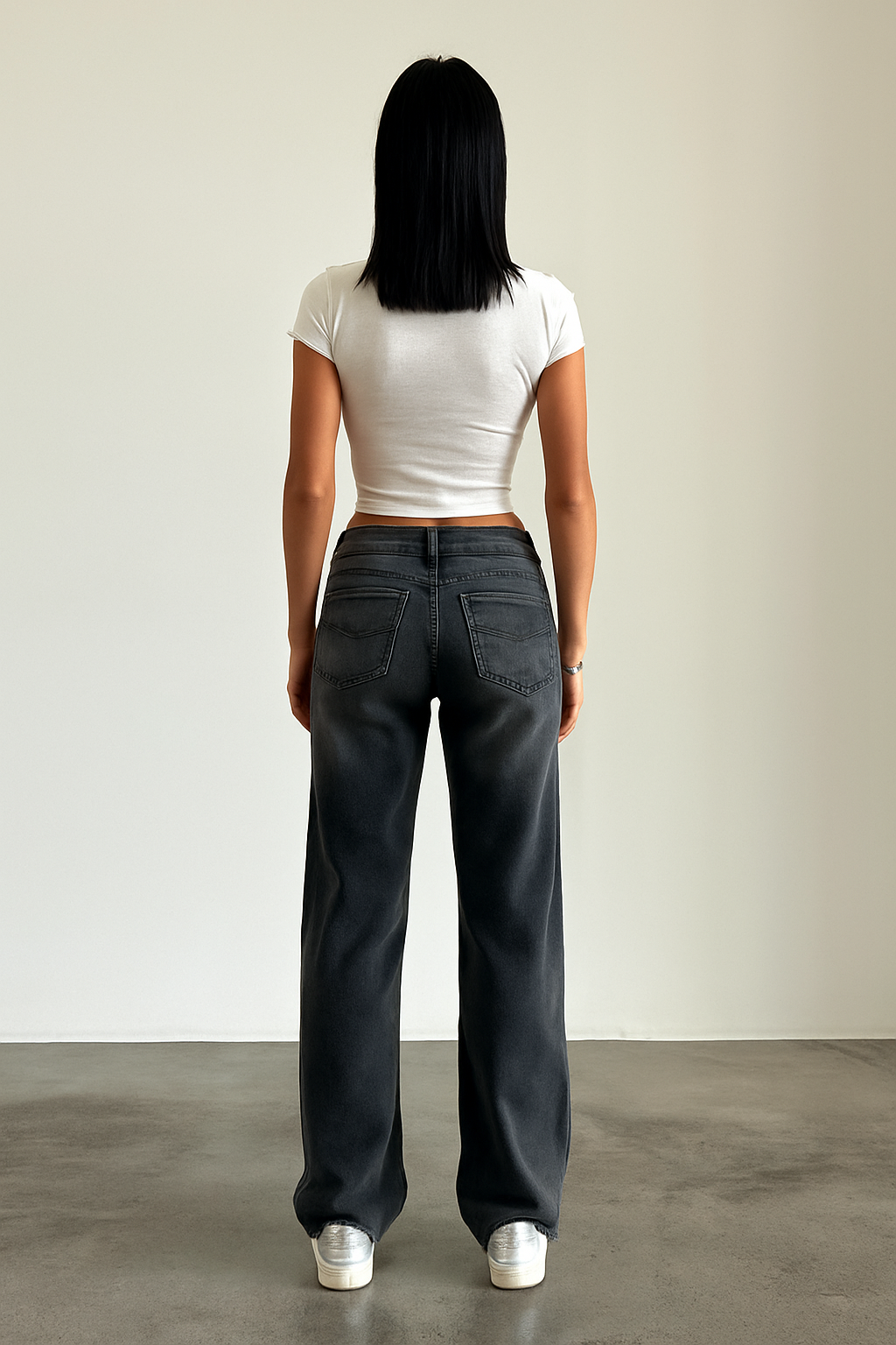 Roja | Straight-Leg Jeans Dames met Lage Taille - Trendy, Relaxed en Veelzijdig - Zwartgrijs