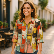 Giulia Dames blouse met grafisch print – lichte stijlvolle blouse voor herfst winter