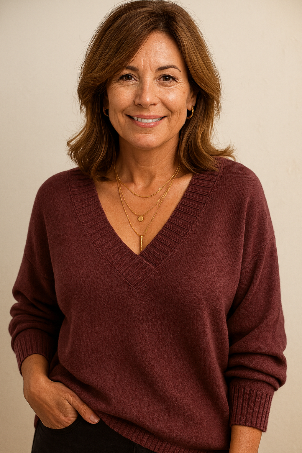 MAE Original | Luxe Kasjmier Dames Pullover met V-hals