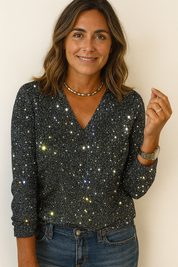 Elena Moretti | Glitter V-hals Blouse