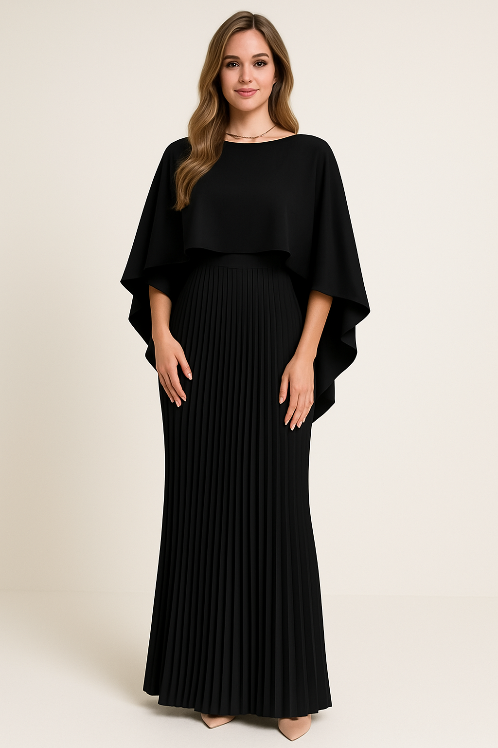 Alessandra Eleganza | Elegante Maxi-Jurk met Vleermuismouwen