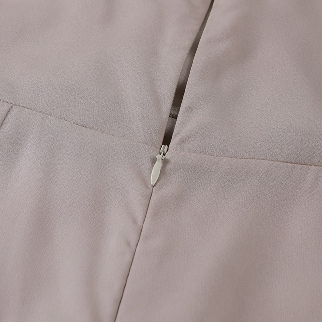 Amalia Jurk | Lange Chiffon & Satijnen Jurk met Pailletten en Elegante V-Hals