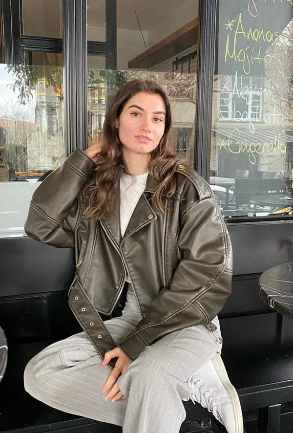 Cropped Vegan Leren Damesjas met Riem - Valentina Belluci