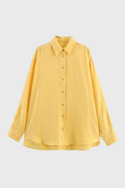 Luchtige Damesblouse met Knoopsluiting en Relaxte Pasvorm - Geel / Bruin / Donkerbruin - Maelen