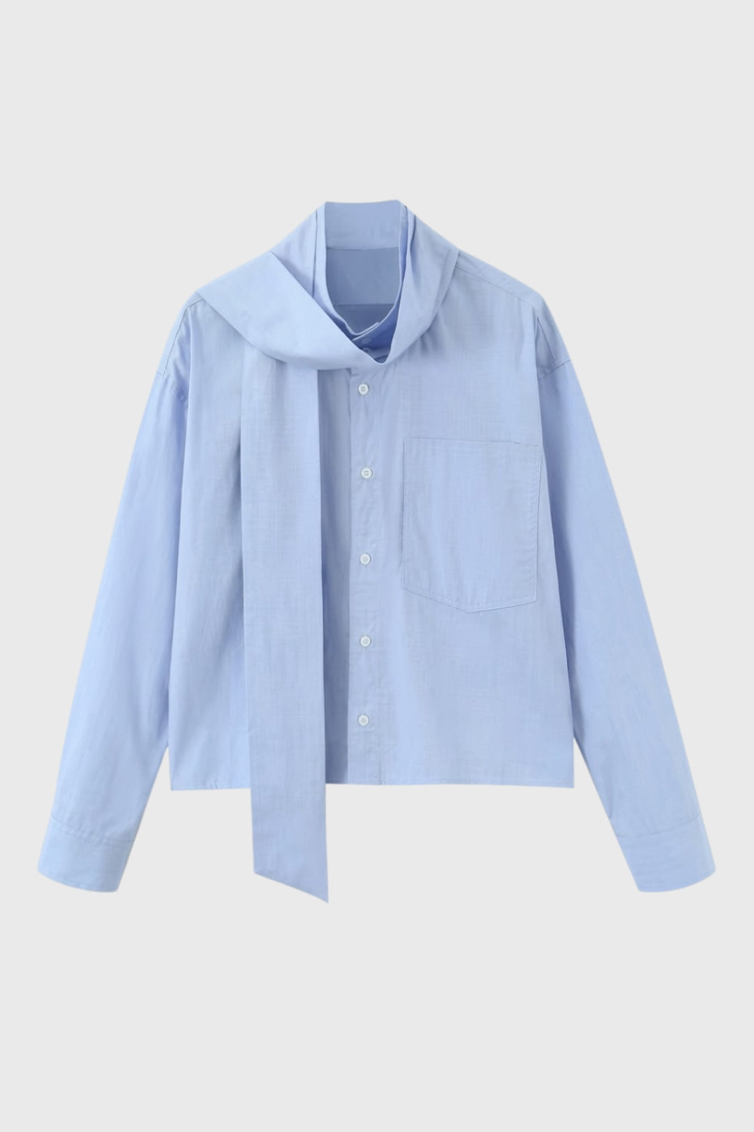 Casual Damesblouse met Strikdetail en Relaxte Pasvorm - Lichtblauw - Maelen
