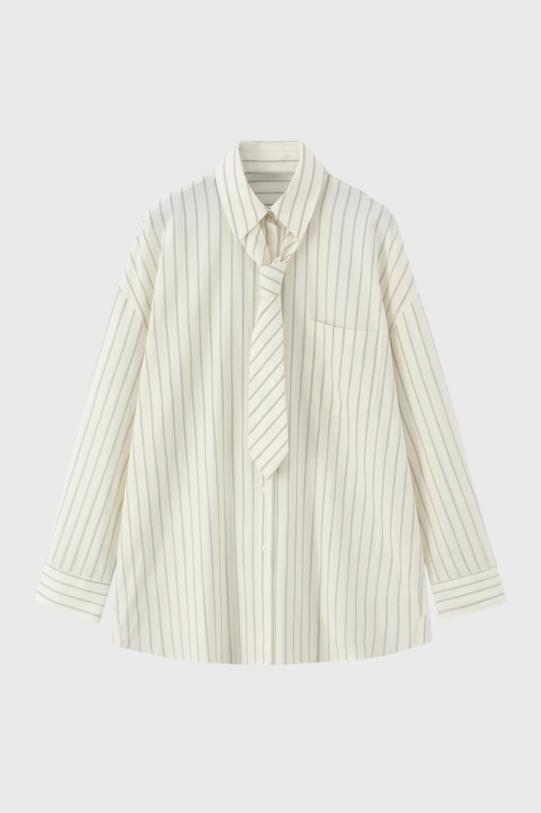 Gestreepte Damesblouse met Strikdetail - Wit - Maelen