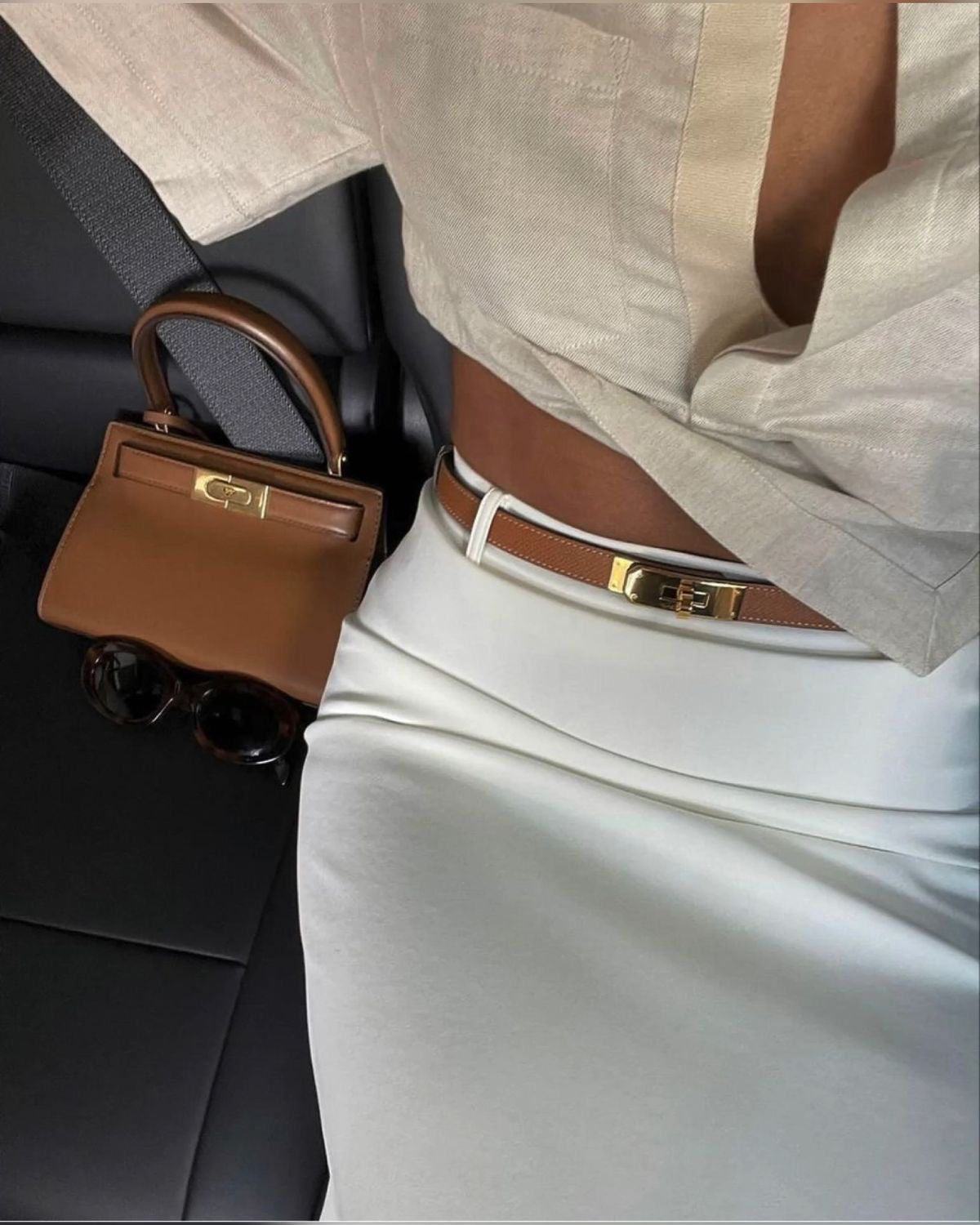 Duclia | Stijlvol Luxe Dames Riem met Gouden Gesp - Smal, Elegant en Veelzijdig - Bruin / Zwart / Nude