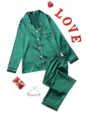 Giulia Dames pyjamaset satijn | Luxe satijnen pyjama met glans | Comfortabele slaapset