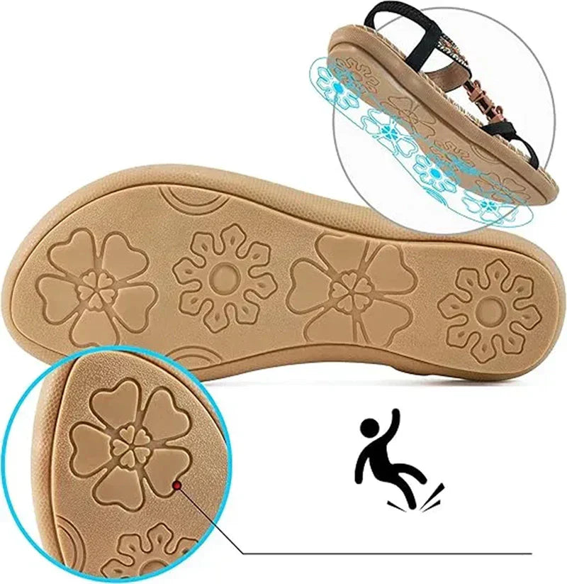 Dames Sandalen Orthopedisch Comfort Gevlochten Bandjes Kurk Zool - Kobalt Blauw / Mahonie Bruin / Beige Bali - Maelen