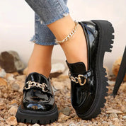 Chunky Loafers Dames met Ketting en Profielzool - Zwart / Wit / Bruin - Maelen
