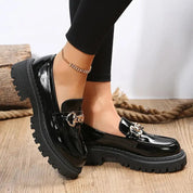 Chunky Loafers Dames met Ketting en Profielzool - Zwart / Wit / Bruin - Maelen