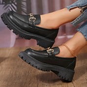 Chunky Loafers Dames met Ketting en Profielzool - Zwart / Wit / Bruin - Maelen