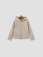 Marta Dames fleece cardigan met capuchon – comfortabele vestjas met rits voor dagelijks gebruik