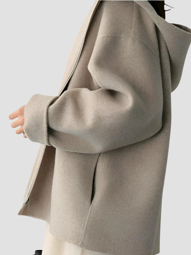 Marta Dames fleece cardigan met capuchon – comfortabele vestjas met rits voor dagelijks gebruik