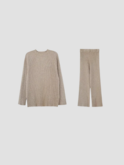 Bianca Dames ribgebreid lounge set – zacht tweedelig breisel met wijde pasvorm