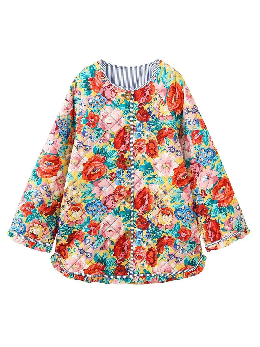 NANCE - Lichtgewicht zomerjas met bloemenprint en Uitlopende mouwen