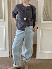 Isla Gebreid Vest | Dames vest met kabelpatroon en knoopsluiting